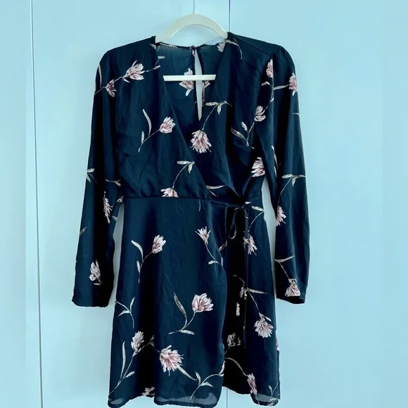 Lush Floral Long Sleeve Wrap Dress - Picture 1 of 5